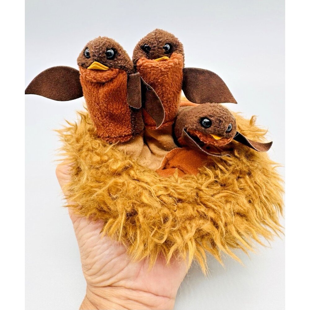 Folkmanis Baby Robin Birds in Nest Hand Puppet Plush Stuffed Animal Toy‎ Vintage - Picture 6 of 8
